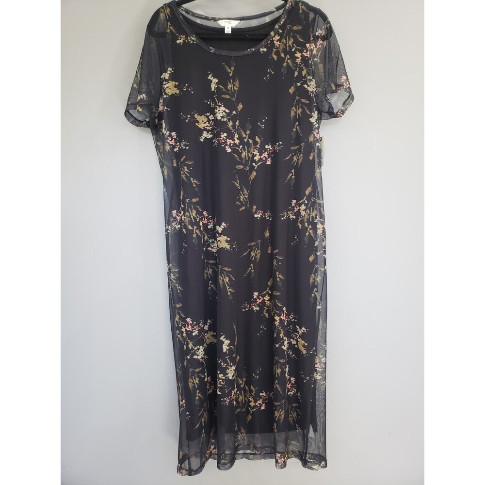 NEW Terra And‎ Sky Floral Dress 14W / 0X Plus Size dark whismigoth black summer